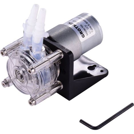 Pompe Péristaltique DC 12V Auto-amorçante, Dosage Liquide Réglable avec Tube Silicone, Anticorrosion pour Aquarium, Laboratoire et Bricolage