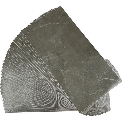 Carreaux de sol auto-adhésifs, gris, usage intérieur, 24 pièces (1/2)