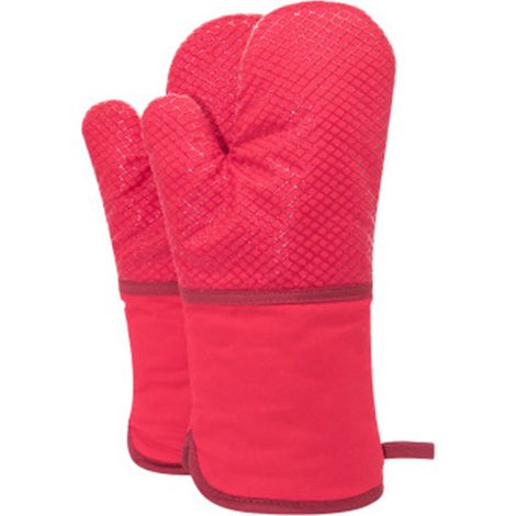 Gants de cuisine en silicone résistant à la chaleur, gants de cuisine en coton antidérapants (1/5)
