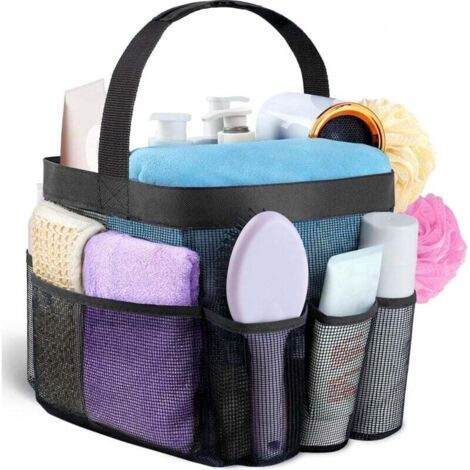 BUNTHAUS PA Cestino da doccia portatile in rete per dormitorio universitario con 8 tasche, cestino da appendere per dormitorio, borsa da doccia ad asciugatura rapida per bagno (1/4)