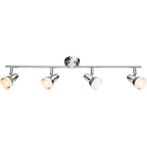 LED Deckenlampe Wohnzimmerlampe Spotleuchte verstellbar Deckenleuchte 4 flammig, bewegliche Strahler Glaskristalle, 4x 4W 4x 240lm warmweiß, LxH 68,5 x 17 cm