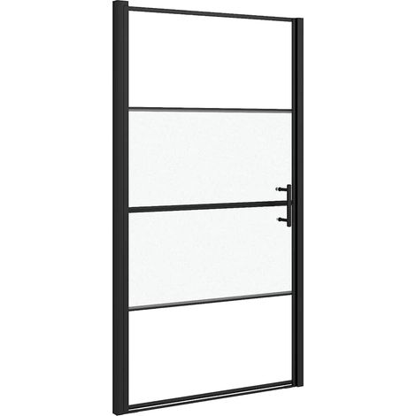 Maison Exclusive - Porte de douche 100x178 cm Verre trempé demi-dépoli Noir (1/5)