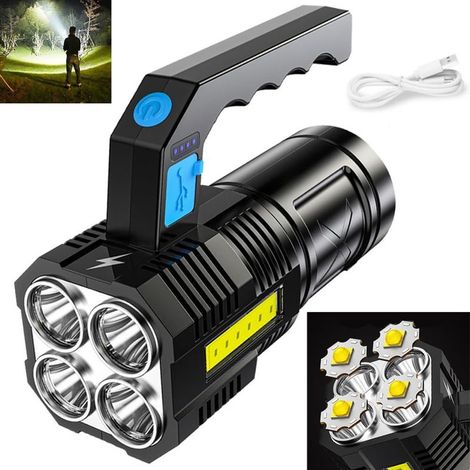 Lampe torche LED rechargeable ultra puissante – Étanche – 4 modes – 1200 mAh – Flux lumineux 500m – Pour camping et urgences (1/5)