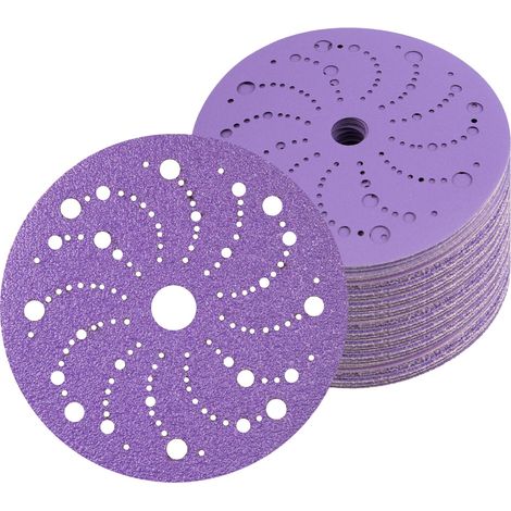 Lot de 25 Disque abrasif, Grain 40-800, Céramique, Crochet et boucle, Pour ponceuse orbitale