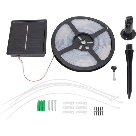 Bande lumineuse solaire de 5 mètres avec 100 LED pour tennis, éclairage extérieur étanche haute luminosité, lampe solaire de jardin avec lumières colorées (1/5)