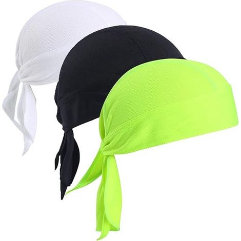 Juego de 3 pañuelos deportivos blancos, verdes y negros: cubrecabezas transpirables con protección UV para ciclismo y deportes al aire libre (1/5)