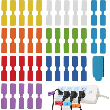 40 Pièces Etiquette Cable, Avec Scratch, Écrite, 8 Couleurs, Parfaites Pour Identifier Et Organiser Câbles Informatiques Et Chargeurs (1/5)
