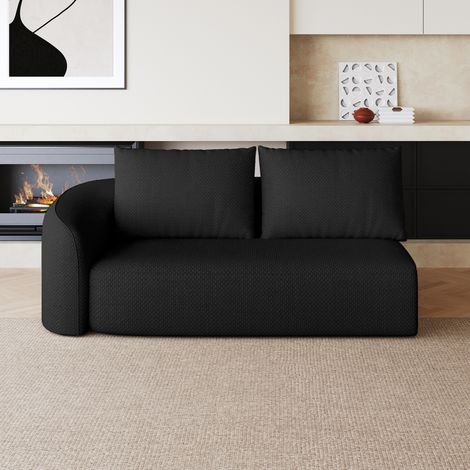 Divano angolare sinistro a 2 posti 95x35x35 cm, senza montaggio, tessuto, nero (1/5)
