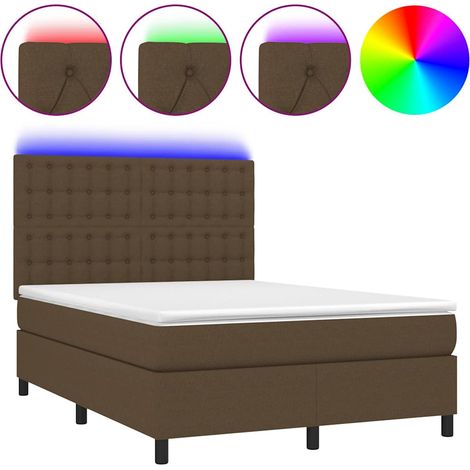 Maison Exclusive - Sommier à lattes de lit matelas et LED Marron foncé 140x190 cm (1/5)