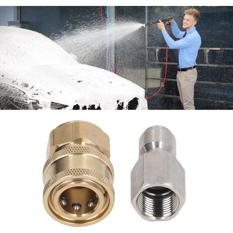 Raccord rapide haute pression 5000 PSI pour pistolets et tuyaux de lavage auto - Raccord rapide avec filetage mâle et femelle G3/8" (1/5)