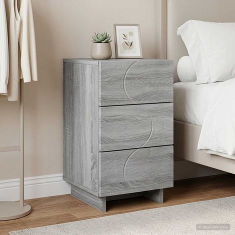 vidaXL Bedside Cabinet Grey Sonoma 33.5 x 34.5 x 60 cm Engineered Wood (1/5)
