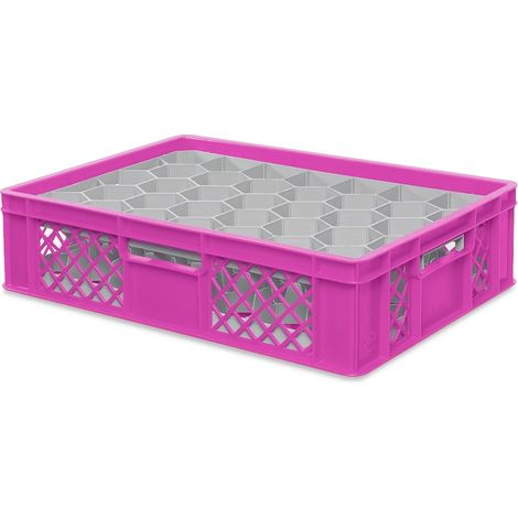 BRB Gläserkiste 600x400 mm für 15, 24, 33 oder 40 Gläser, farbig (Pink, für 33 Gläser Ø 75 mm, Glashöhe max 122 mm)