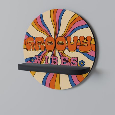 RADIANT GROOVY VIBES Rundes Regal Schwarz (1/5)