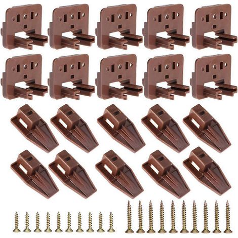 Lot de 10 glissières de tiroir à fixation centrale pour commodes et tables de chevet. (1/5)