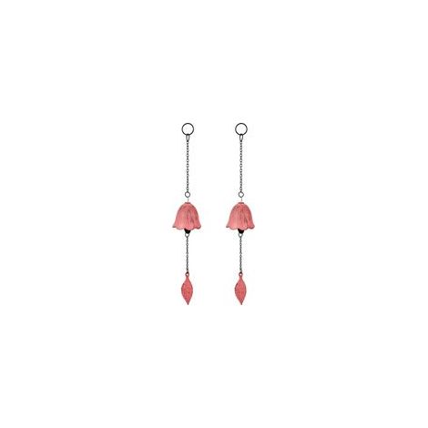 Paquet de Carillons Éoliens Japonais en Forme de Feuille Petit Pendentif Clochette à Vent pour L'Extérieur Carillon Éolien en Fonte Ornement pour Jardin Cour Ou Maison (Cerise)