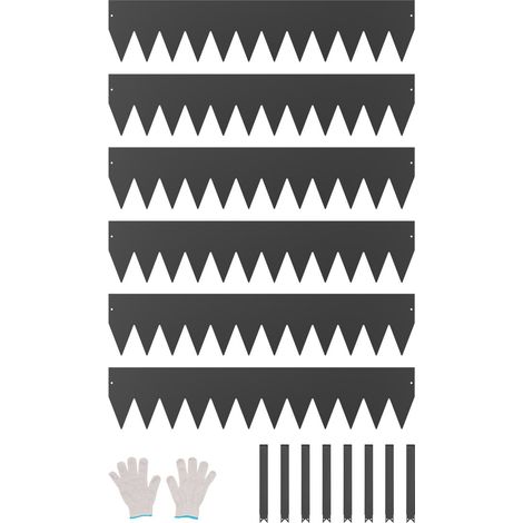 Bordure de Jardin en Acier, Lot de 6, Bordures Paysagères en Métal, 1016 x 203 mm, Résistante à Rouille, Installation Simple, Bandes Pliables pour Séparateur de Chemin de Cour, Pelouse, Noir (1/5)
