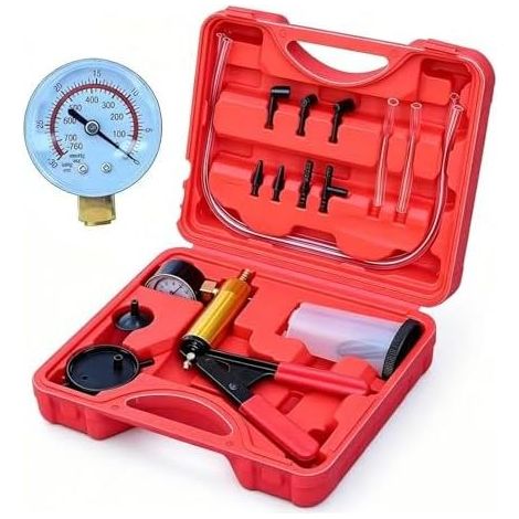 Kit pompa a vuoto manuale con estrattore, manometro e tester di pressione, spurgo liquido freni - per riparazione, manutenzione, cambio olio, officina automobilistica, garage, casa (1/5)