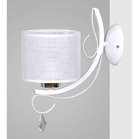 Wandleuchte E27 Weiß Stoff Metall Klassisch Wandlampe