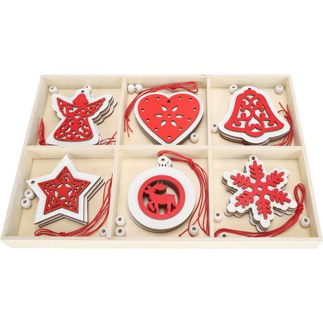 Ornements suspendus en bois à faire soi-même pour sapin de Noël - Accessoires de décoration JM02034 (1/5)