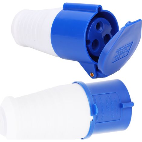 Connecteur et prise industrielle étanche 32A 220-250V, antipoussière et imperméable, monophasé 2P+T, jeu de 2 pièces pour usage professionnel (1/5)