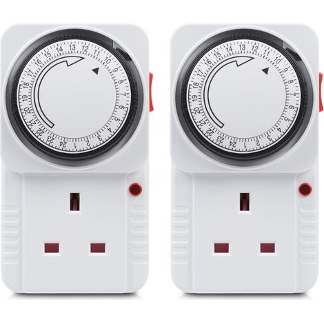 APEX Minuteur mécanique 24 heures, prise programmable intérieure à économie d'énergie pour éclairage, lampes et appareils électroménagers (lot de 2) (1/5)