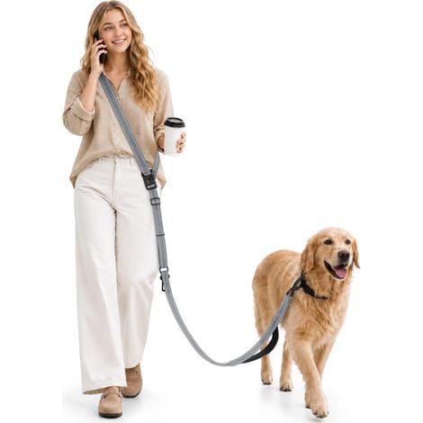 Laisse Main Libre Chien Renforcée, Multifonctionnelle pour Courir (1/5)