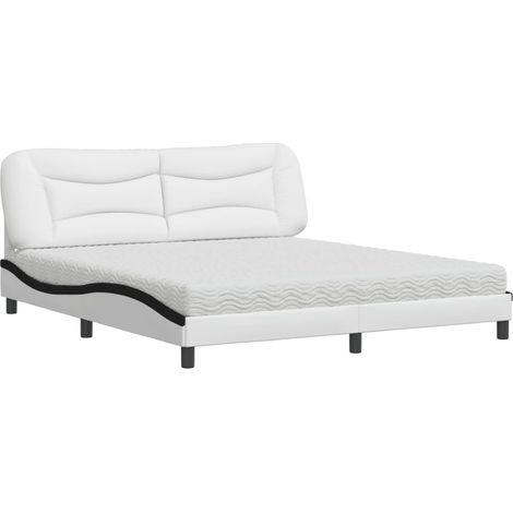 Maison Exclusive - Letto con Materasso Hvar Bianco e Nero 180x200cm Similpelle