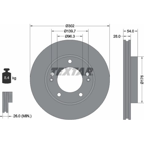 Lot de 2 Disques de frein Textar 92147303 KIA 517123E000 517123E300 517123E500