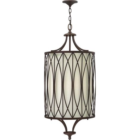 Lampada a sospensione plafoniera lampada a sospensione acciaio lino bronzo D 40,6 cm 4 fiamme