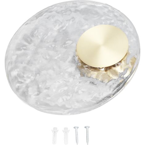 Ortviai Applique murale LED ronde moderne 21 cm, lumière chaude 3000 K, verre et fer, pour salon, chambre ou couloir