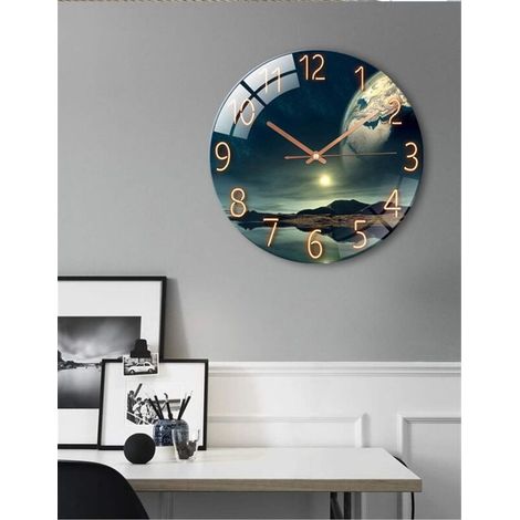 Reloj de pared silencioso de cristal templado - 30 cm - Para salón, cocina, despacho y dormitorio (Estilo C) (1/3)