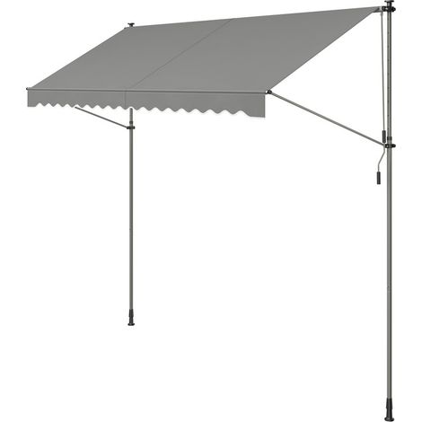 SONGMICS Store Banne Rétractable, Store Manuel, Réglable en Hauteur, avec Manivelle pour Balcon, Jardin, Terrasse, 350 x 120 cm, Gris (1/5)