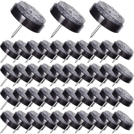 50 Pcs Patin Chaise a Clouer 24mm Tampon Chaise en Feutre pour Protéger Pieds des Meubles Noir