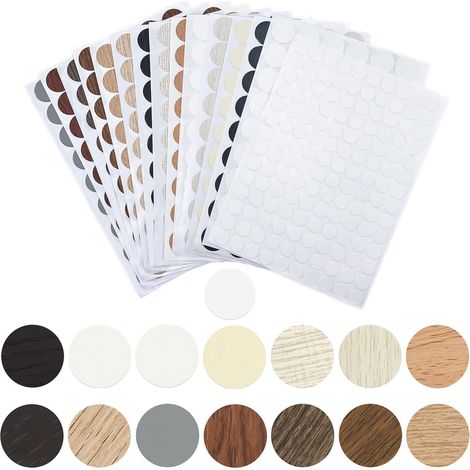 Lot de 896 couvercles de vis adhésifs pour trous de vis 12/21 mm auto-adhésifs, 896 pièces cache-vis à bois cache-vis imperméables pour meubles en bois (1/5)