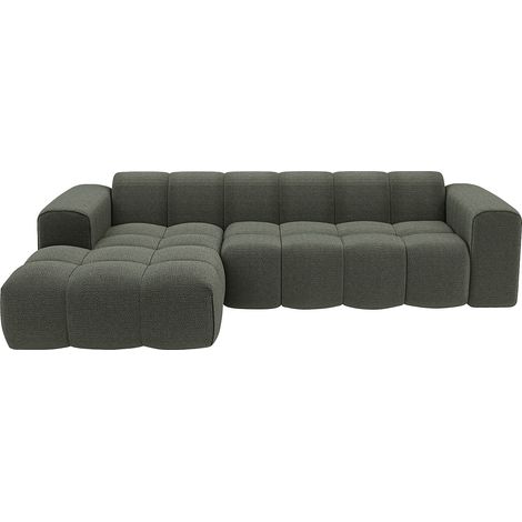 Canapé d'angle gauche en tissu chenille vert CALESO de Maison Céphy