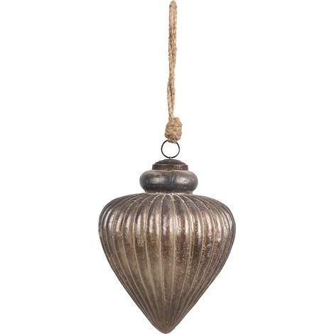 Boule de Noël Suspendue en Verre Décoration pour Sapin de Noël Gris Marron 13x17 cm - PANGIVO