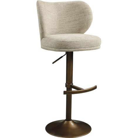 Tabouret de bar pivotant en tissu beige - beige naturel et métal bronze (1/5)