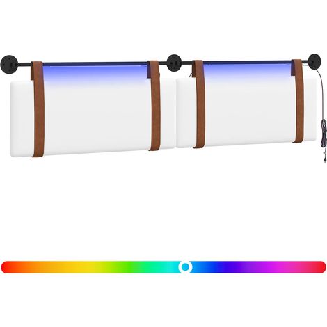 Hanging Headboard with LED Light White Antique PU vidaXL