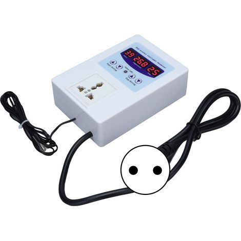 TMC-1000 LED Digital Intelligent Pre-wired Temperature Controller with Sensor Thermostat and Air Sensor (Plug Voltage AC110-240V) European Standard White