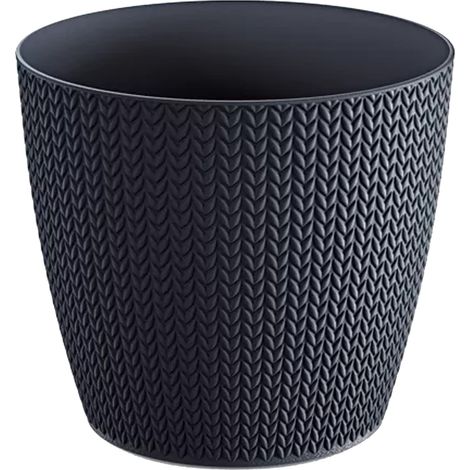 Pot de fleurs en plastique 1L WHEATY 128x128x112 mm, Anthracite (1/5)