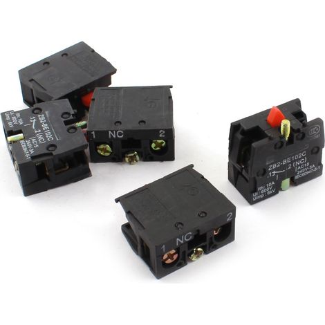 5Pcs AC600V 10A NC Momentané Commutateur De Bouton Poussoir Auxiliaire Contact Bloc