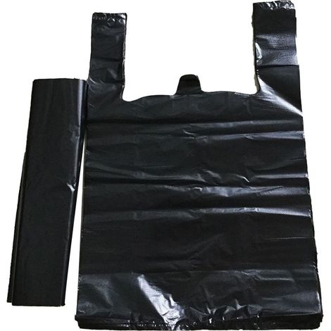 Sac poubelle noir épais en PE, 50 pièces, grande capacité, Type gilet, doublure de canette pour la maison, la cuisine et le bureau. (1/5)