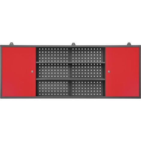 Armoire murale d’atelier LEO, 1600 x 600 x 200 mm, rouge anthracite (1/4)