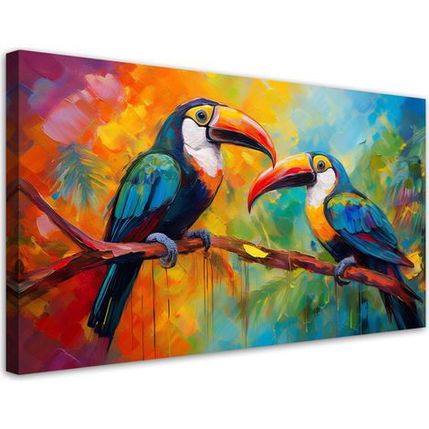 Tableau déco Toucan Oiseaux tropicaux colorés 80x40 (1/5)