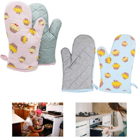 2 paires de gants de cuisine en coton résistant à la chaleur et antidérapants. (1/5)