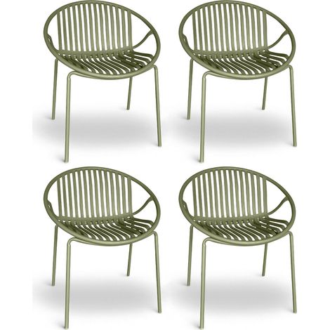 Lot de 4 fauteuils de table en polypropylène et métal, CALYPSO