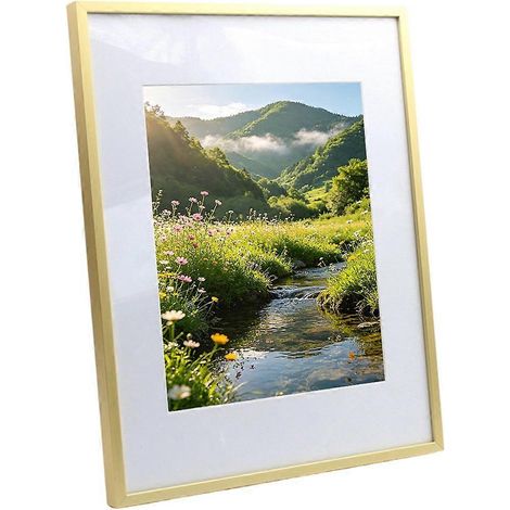 Cadre photo mural en métal doré format A4 (21 x 297 cm) alliage d'aluminium et verre acrylique - Doré (1/4)