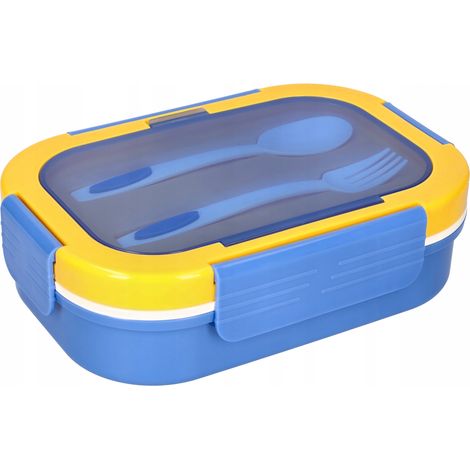 Fiambrera de 900 ml (23 x 16 x 6,3 cm) + cubiertos azules (1/5)