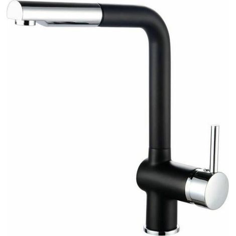 ROUSSEAU Robinet mitigeur de cuisine Matsouko - Avec douchette - Gris chrome et noir