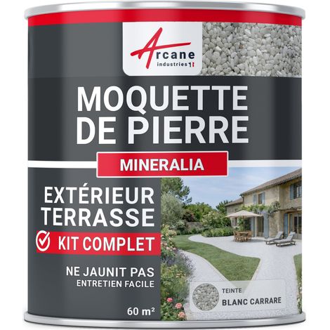 Arcane Industries – Moquette de pierre drainante pour terrasse extérieure – Résistante aux UV – 60 m² – Granulats de marbre et résine PU aliphatique